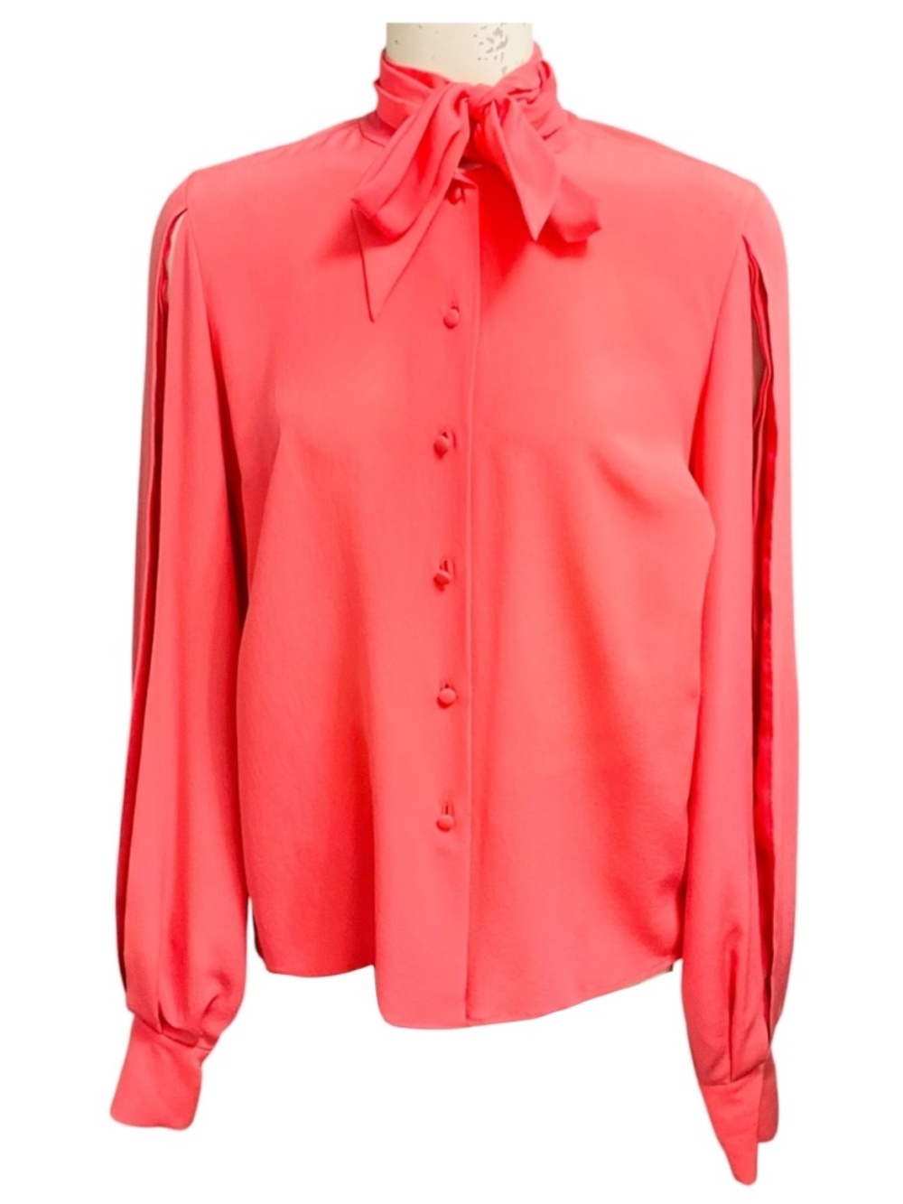 Etro Cyclamen Pink Tie Neck Silk Blouse
